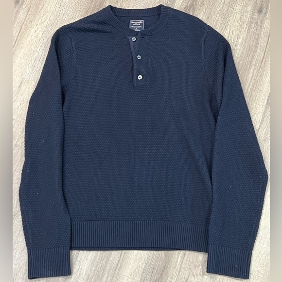Men’s Large Abercrombie & Fitch A&F Wool Blend Knit Henley Pullover Knit Sweater - Picture 3 of 5
